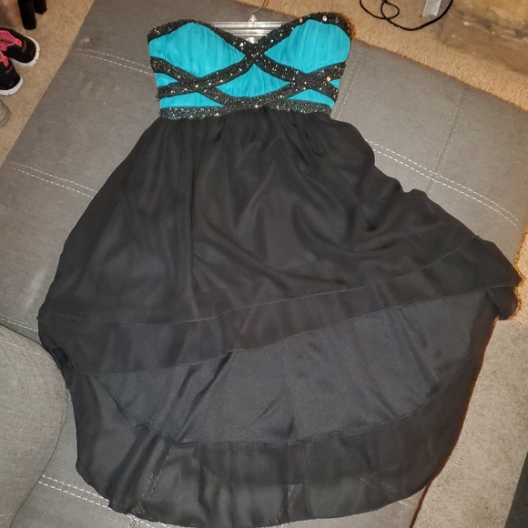 Teal and black cocktail dress - Picture 2 of 4
